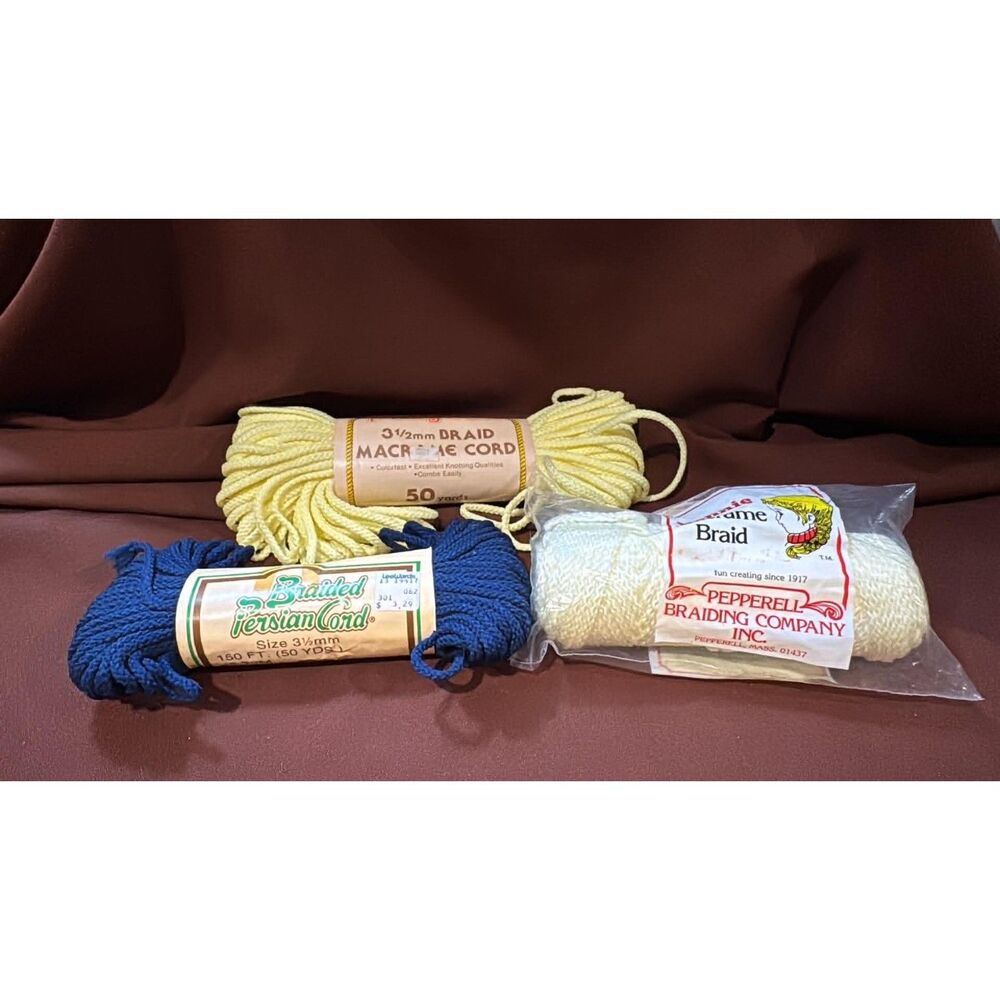 Lot of 3 Macrame Braid 2 Yellow 1 -Dark Blue